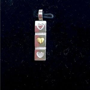 Stainless Steel /14k Gold Heart Love Minimalist Bar Pendant NWOT!